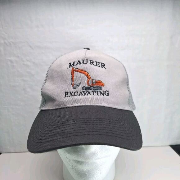 Vintage Maurer Excavating Trucker Snapback Hat Cap Meshback - Picture 1 of 7